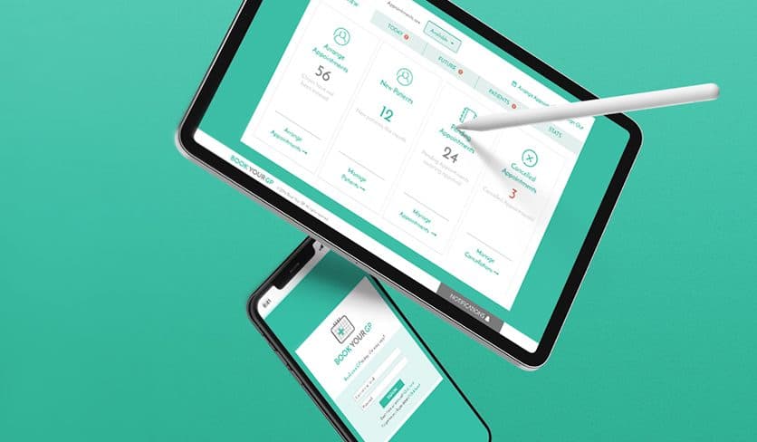 Multiple devices showcasing healthcare apps